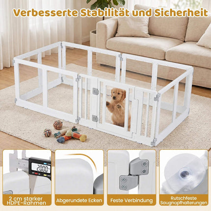 Clear Plastic Dog Playpen with Secure Locking Door, 6 Panels