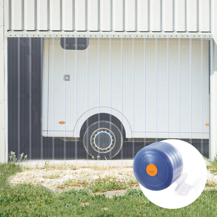 Clear Ribbed PVC Strip Curtain Roll, 100 Ft x 12 In