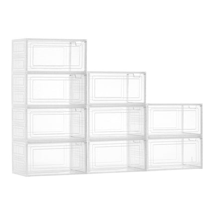 Clear Stackable Shoe Storage Boxes, 9-Pack, Magnetic Door, Fits US 13