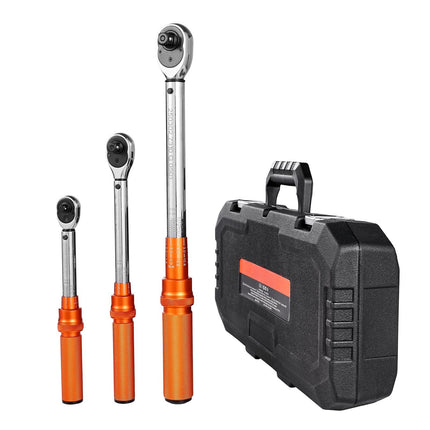 Click Torque Wrench Set, 3-Piece 1/4-1/2 Drive, ±3%