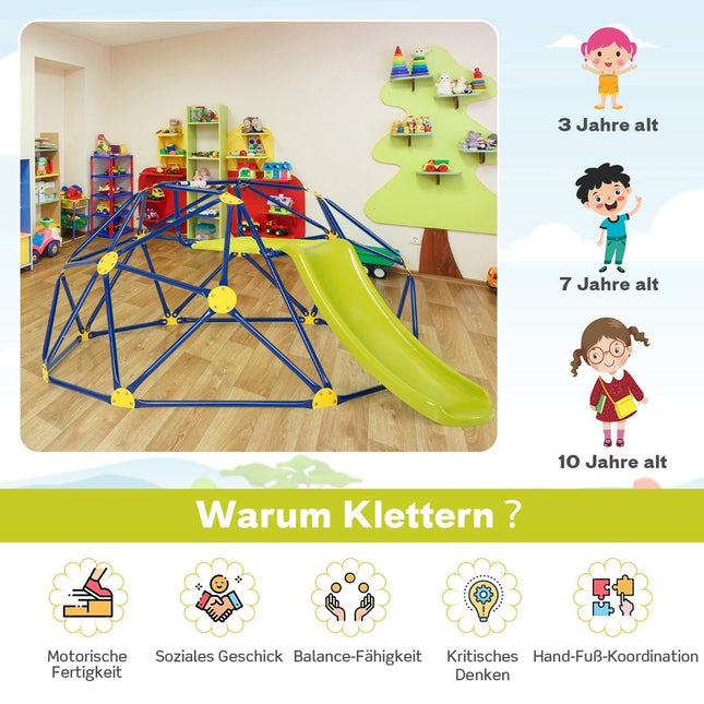Prolézací kopule se skluzavkou, prolézačka ve tvaru kopule 241.5 x 183 x 91.5 cm Gleb