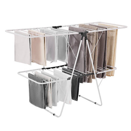 Clothes Drying Rack, 2-Tier Foldable, 31 Rods, Sock Clips