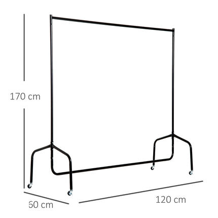 Mobile clothes rack with wheels - 120x60x170cm, space-saving