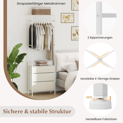 Kleiderständer mit Schubladen & verstellbarer Kleiderstange