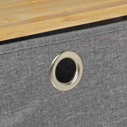Clothes hanger in bamboo with drawers in fabric