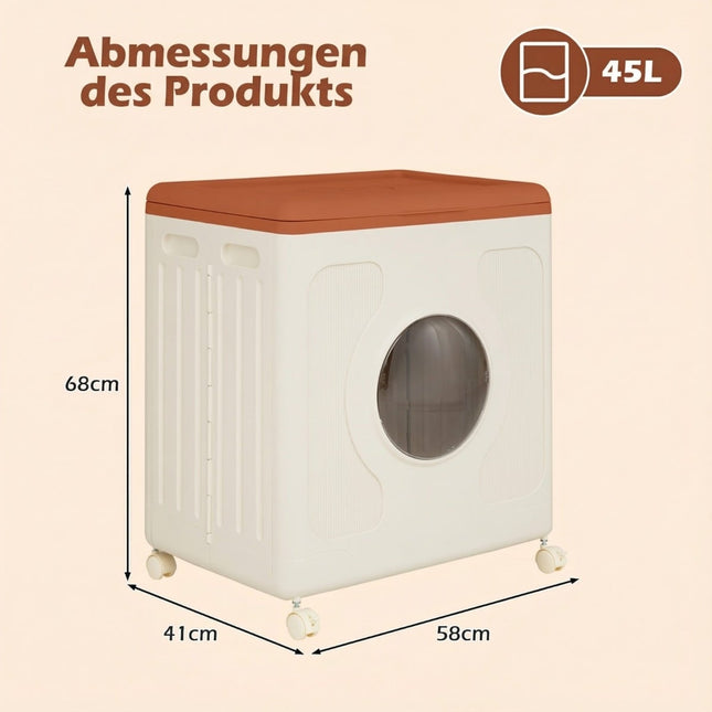 Úložný box na oblečení s víkem a kolečky, 45L, oranžový