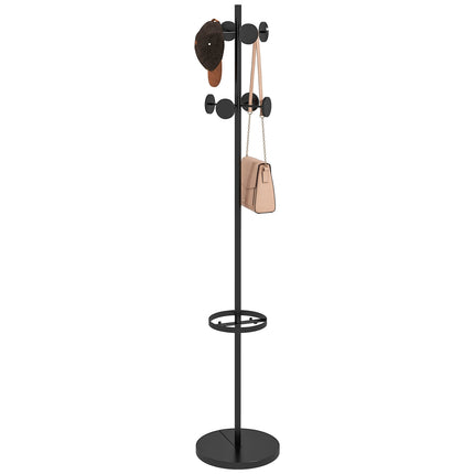 Kovový věšák s 8 háčky, ořechové provedení, 177 cm
