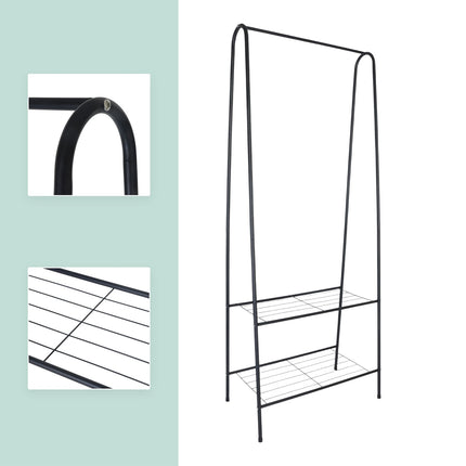 Věšák se 2 policemi – úsporný železný design