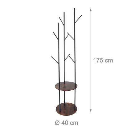 Věšák s 8 háčky a 2 policemi, 175 cm