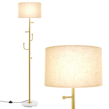 Stojací lampa s věšákem, 5 háčků, patice E27, nožní vypínač
