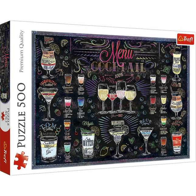 Puzzle Koktejlový lístek, 500 dílků, zábava pro dospělé