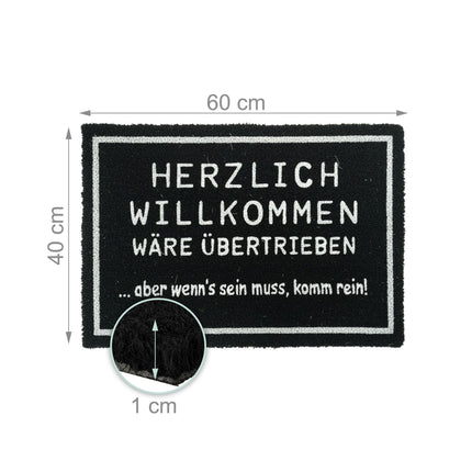 Coconut Doormat, 60x40 cm, Humorous Saying, Non-Slip