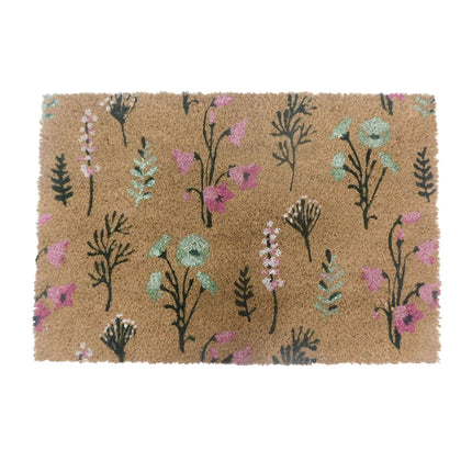Kokosová rohožka, botanický motiv, 60 x 40 cm