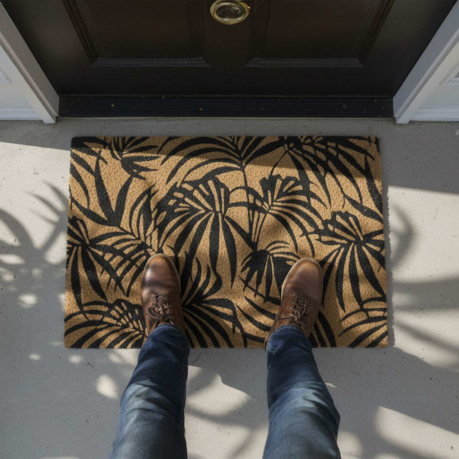 Coconut Doormat, Non-Slip, Botanical Design, 60x40 cm