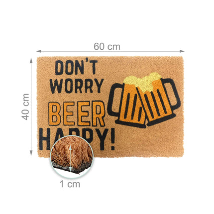 Coconut Doormat with Humorous Saying, 60x40 cm, Non-Slip