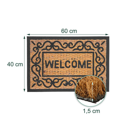 Rohožka z kokosového vlákna, 60x40 cm, protiskluzová PVC spodní strana