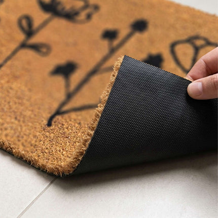 Coconut Fibre Doormat, Botanical Design, 60x40 cm