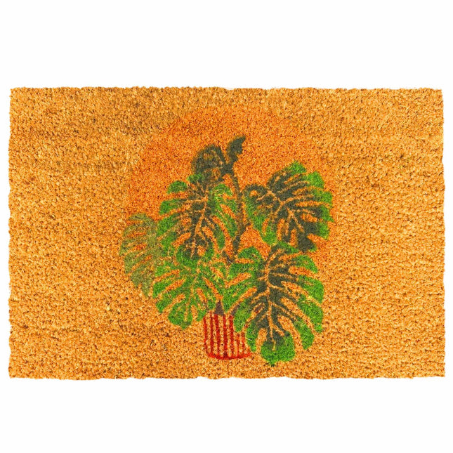 Rohožka z kokosového vlákna, botanický motiv, 60x40 cm