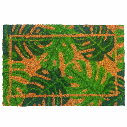 Rohožka z kokosového vlákna, botanický motiv, 60x40 cm