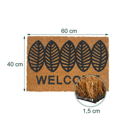 Rohožka z kokosu a PVC, 60x40 cm, protiskluzová, přírodní