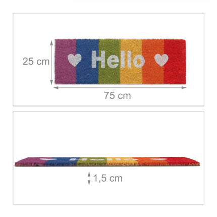 Kokosová rohožka "Hello" duha