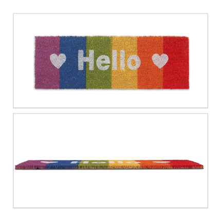 Kokosová rohožka "Hello" duha
