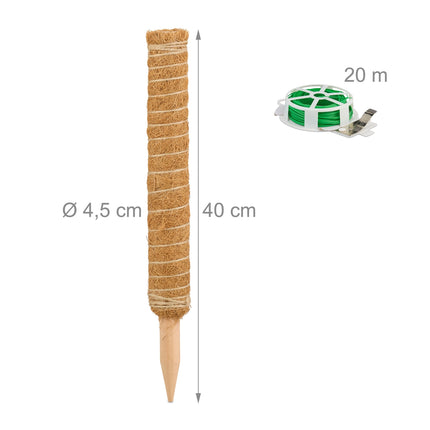 Kokosové tyče 4 ks 40 cm s floristickým drátem