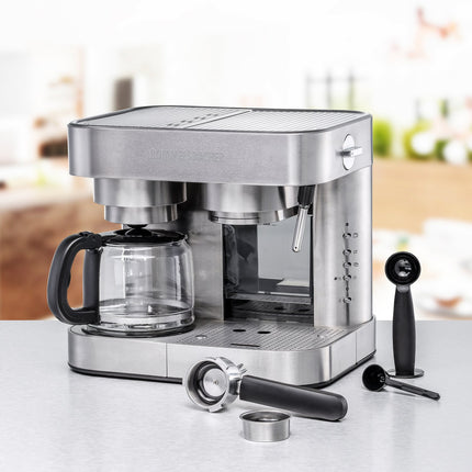 Kávovar na espresso – nerezová ocel, 10 šálků, 19 barů