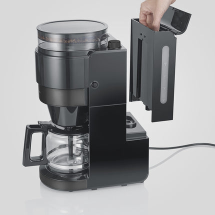 Coffee Maker with Grinder, 10-Cup Capacity, Dark Inox