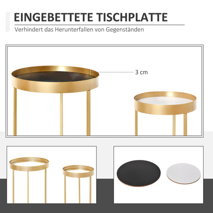 Kulatý konferenční stolek, sada 2 ks – retro design, zlatá