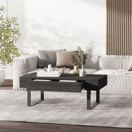 Konferenční stolek se zásuvkou a policemi, robustní ocelový rám