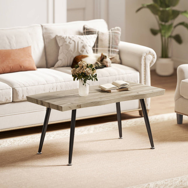 Coffee Table with Steel Legs, Oak Finish, 100x50x45 cm