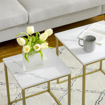 Nesting coffee table set of 2 - white steel frame