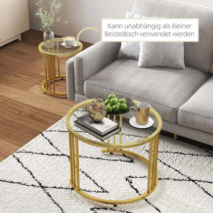 Stackable coffee table in gold with 2 pcs - Steel frame