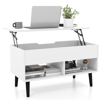Konferenční stolek se zvedací deskou, moderní obývací stolek 80 x 40 x 44.5 cm bílá