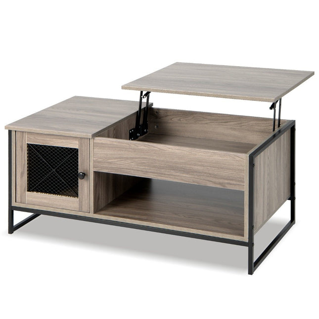 Konferenční stolek se zvedací deskou a pneumatickým mechanismem 106 x 55 x 44.5 cm šedá