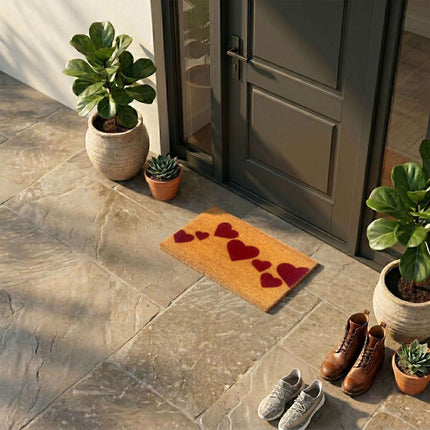 Coir Doormat, 60x40 cm, Dirt-Trapping, Decorative Design