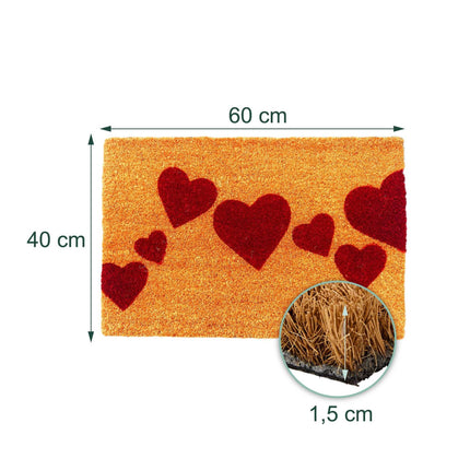 Coir Doormat, 60x40 cm, Dirt-Trapping, Decorative Design