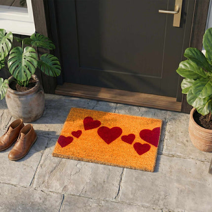 Coir Doormat, 60x40 cm, Dirt-Trapping, Decorative Design