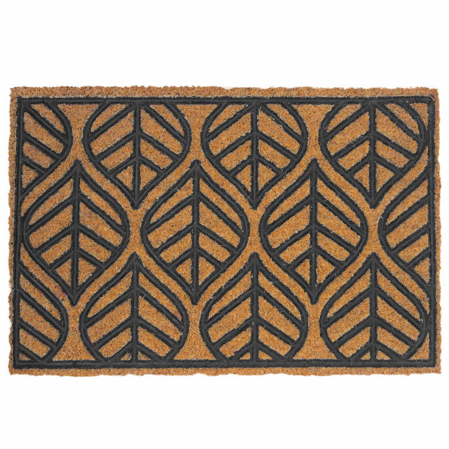 Rohožka z kokosového vlákna a PVC, 60 x 40 cm, přírodní a černá