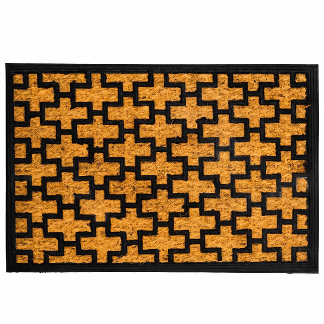 Rohožka z kokosového vlákna a PVC, 60x40 cm, přírodní a černá