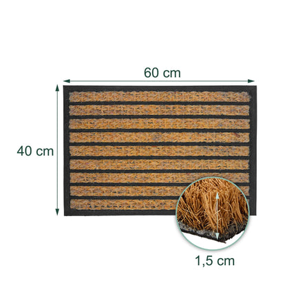 Rohožka z kokosového vlákna a PVC, 60x40 cm, přírodní a černá