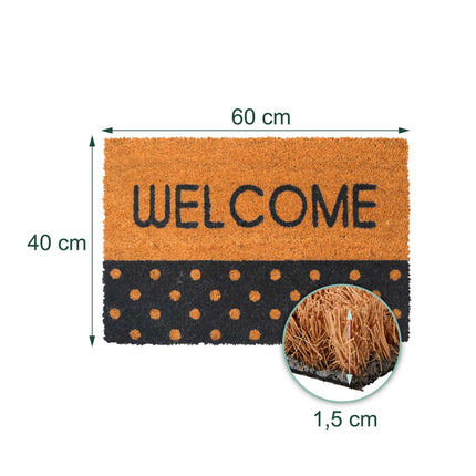 Kokosová rohožka Welcome, protiskluzová, 60x40 cm, dovnitř i ven