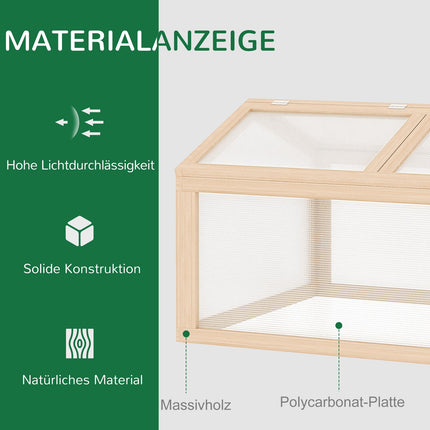 Skleník s dřevěným pařeništěm, polykarbonátový kryt odolný povětrnosti