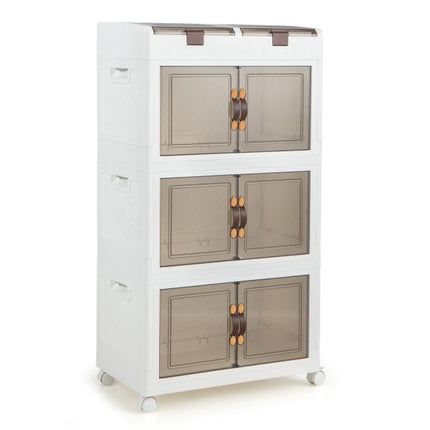 Skládací úložné boxy 160L, stohovatelné, kolečka, magnetická dvířka