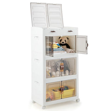 Skládací úložné boxy 160L, stohovatelné, kolečka, magnetická dvířka