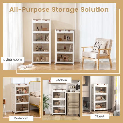 Skládací úložné boxy 160L, stohovatelné, kolečka, magnetická dvířka
