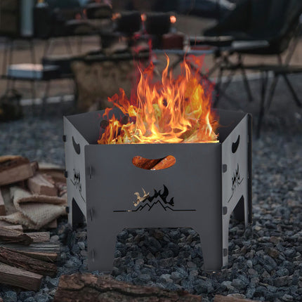 Collapsible Fire Pit, 19-Inch Carbon Steel, Carry Bag