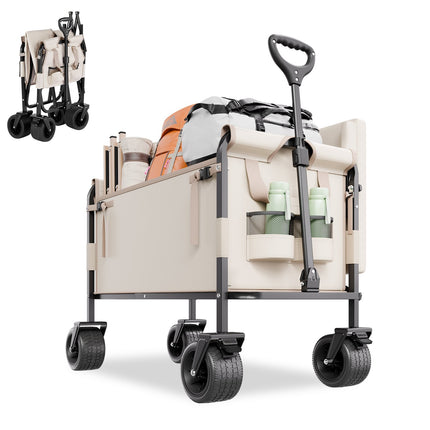 Collapsible Folding Wagon, 550 lb, 2-in-1 Bench Cart
