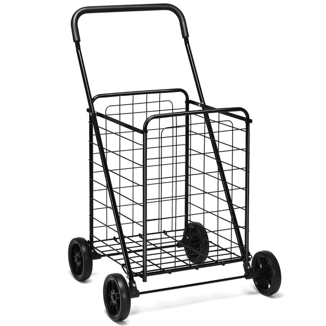 Skládací nákupní vozík na kolečkách, černá, nosnost 45 kg